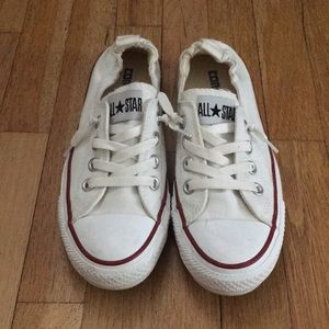 Converse white no-tie tennis shoes